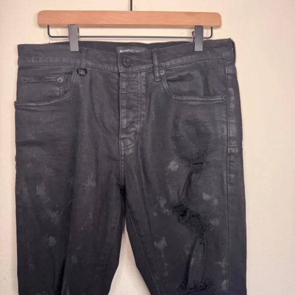Purple Brand P0001 Skinny Jeans Men's Size 34 Black Distressed Streetwear Grunge